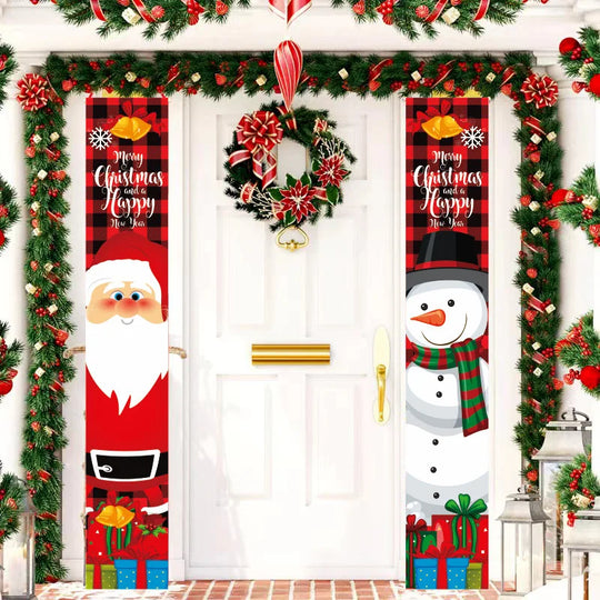 ,gifts,Christmas doors,flags,banners