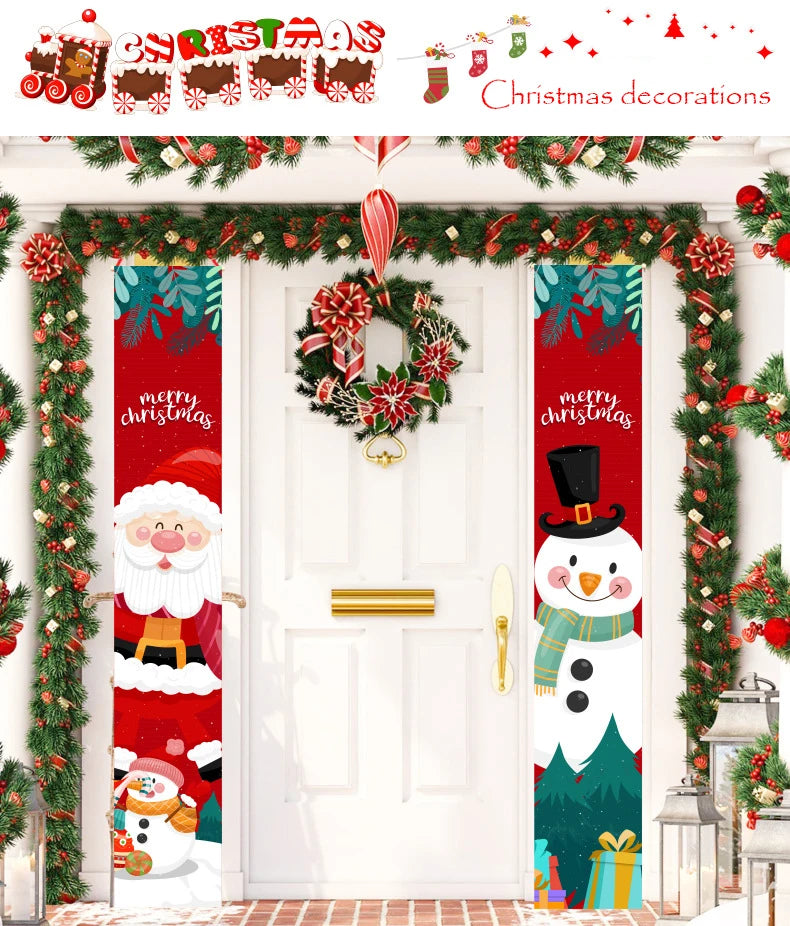 ,gifts,Christmas doors,flags,banners