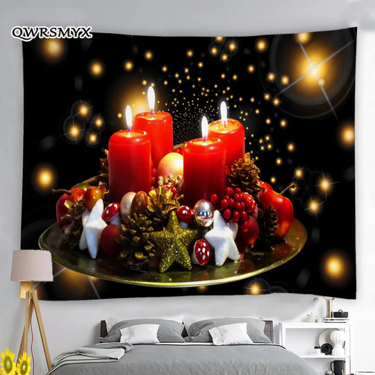 Christmas red candle  living room aesthetic bedroom